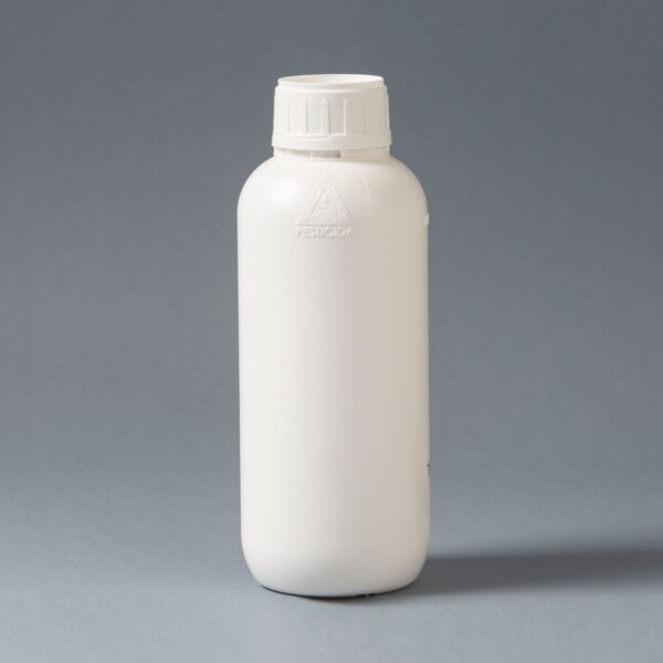 Plastic bottle 1L B50 with lid and stopper or seal with Triple Wash indicator