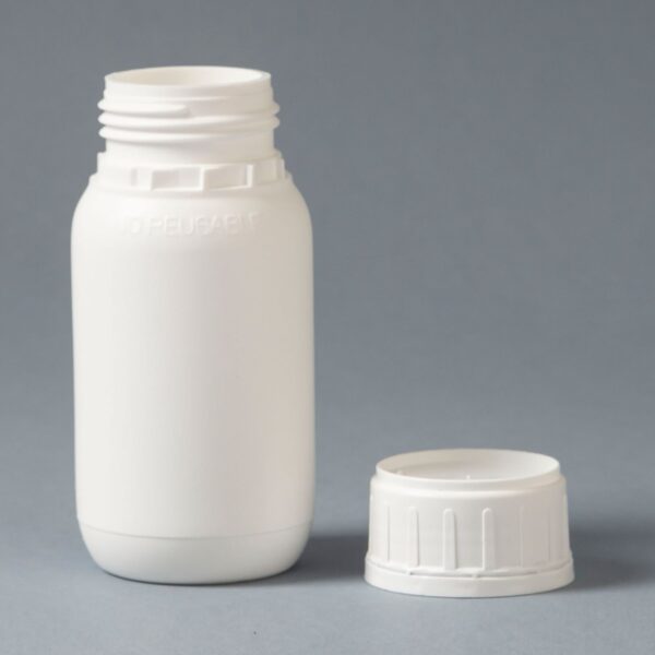 Plastic Bottle 250ml B50 engraved "Non Reusable" cap and stopper or seal - Image 2