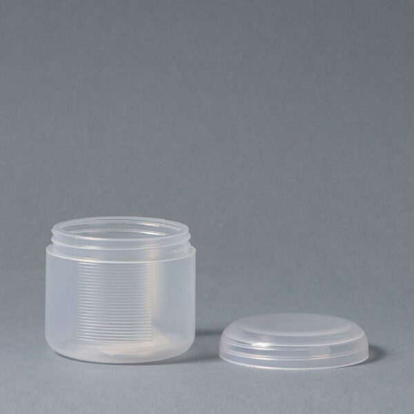 Pote Plástico ranurado 150ml B65 con tapa y laina - Imagen 2